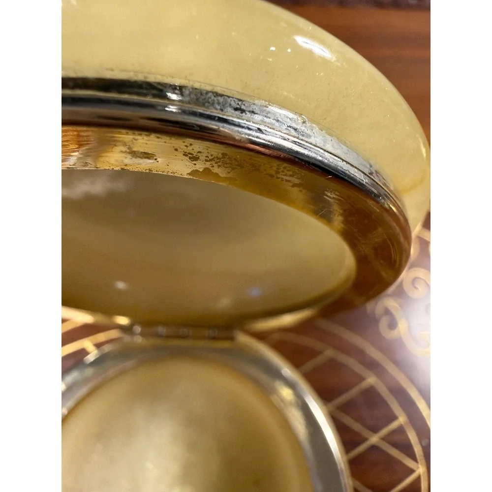 Vintage Alabaster Trinket Box • Forget-Me-Not Floral Stone Jewelry Box